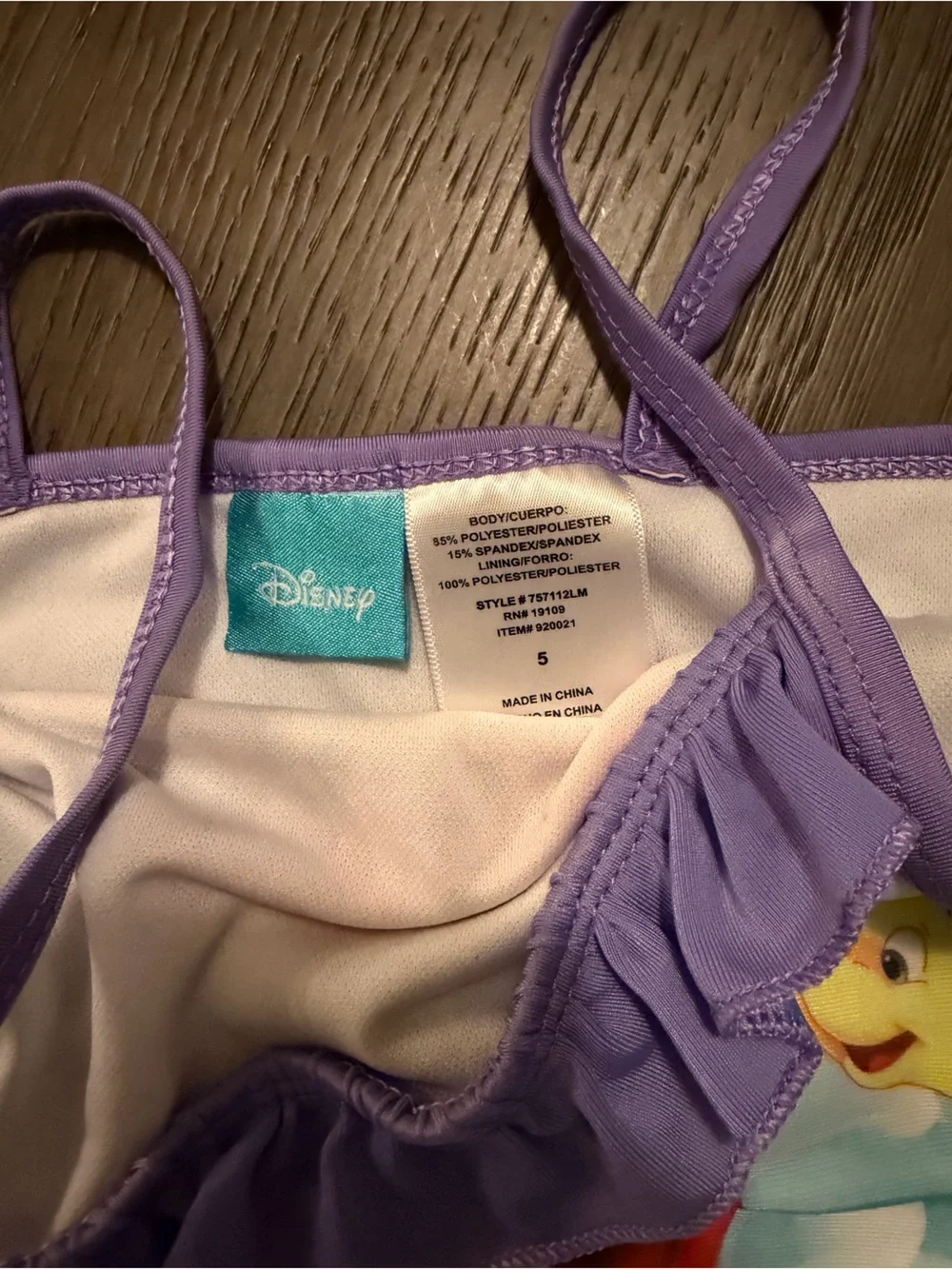 Disney Little Mermaid Girls Purple Turquoise Red One-Piece Swimsuit